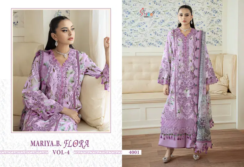 Shree Mariya B Flora Vol 4 Cotton Dupatta Cotton Paksitani Salwar Kameez