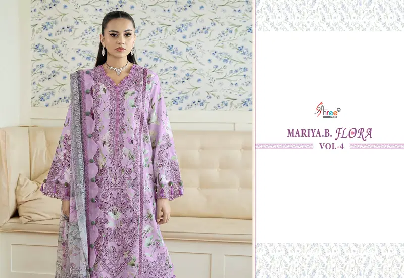 Shree Mariya B Flora Vol 4 Cotton Dupatta Cotton Paksitani Salwar Kameez