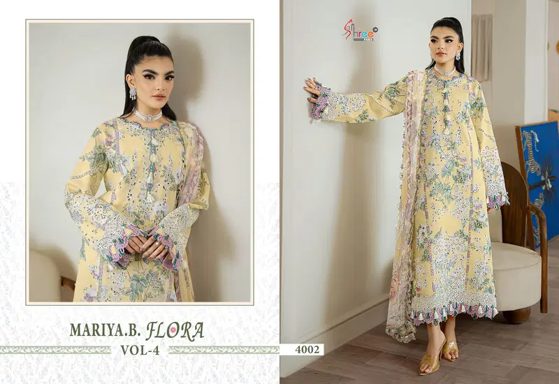 Shree Mariya B Flora Vol 4 Cotton Dupatta Cotton Paksitani Salwar Kameez