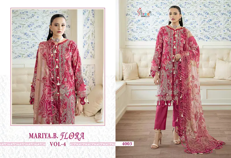 Shree Mariya B Flora Vol 4 Cotton Dupatta Cotton Paksitani Salwar Kameez