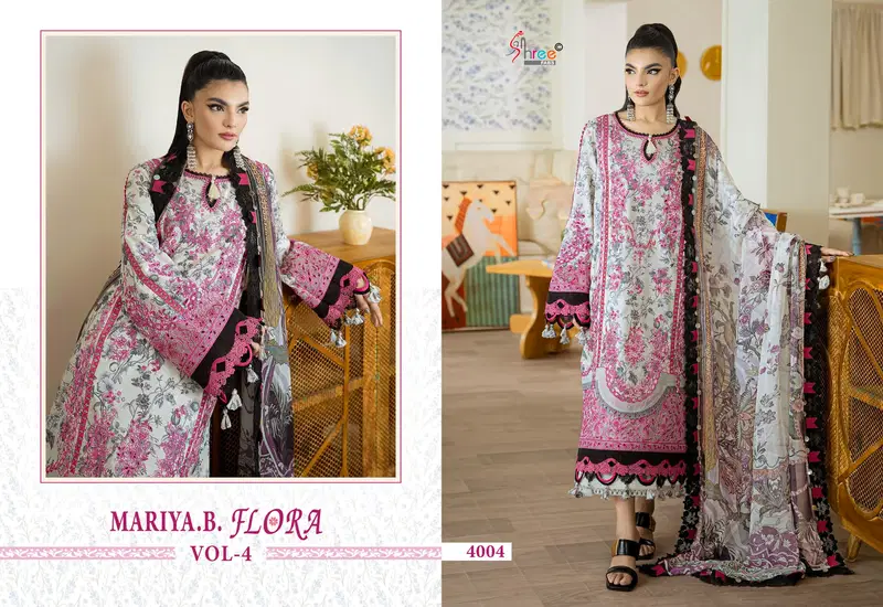 Shree Mariya B Flora Vol 4 Cotton Dupatta Cotton Paksitani Salwar Kameez