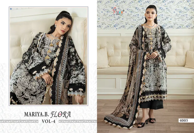 Shree Mariya B Flora Vol 4 Cotton Dupatta Cotton Paksitani Salwar Kameez