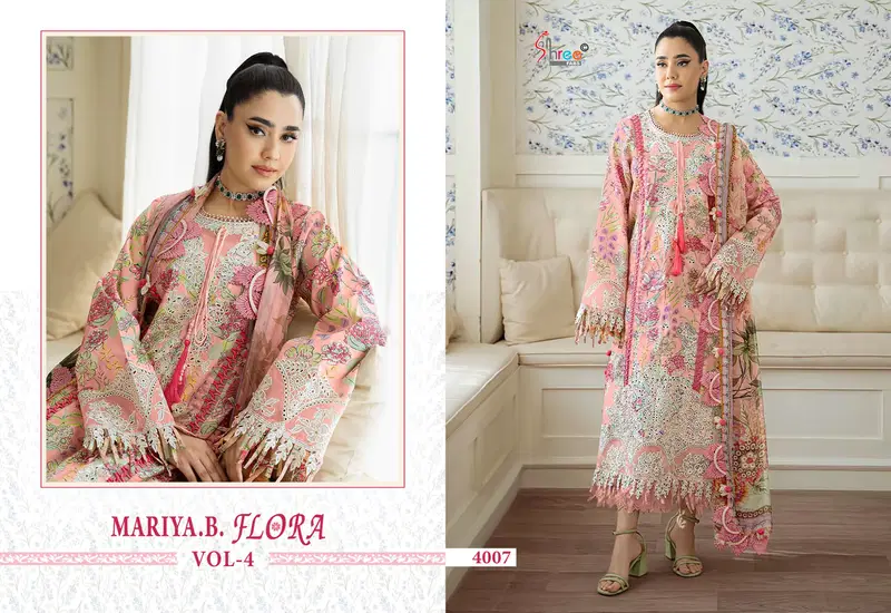 Shree Mariya B Flora Vol 4 Cotton Dupatta Cotton Paksitani Salwar Kameez