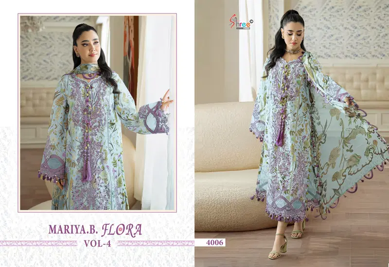 Shree Mariya B Flora Vol 4 Cotton Dupatta Cotton Paksitani Salwar Kameez