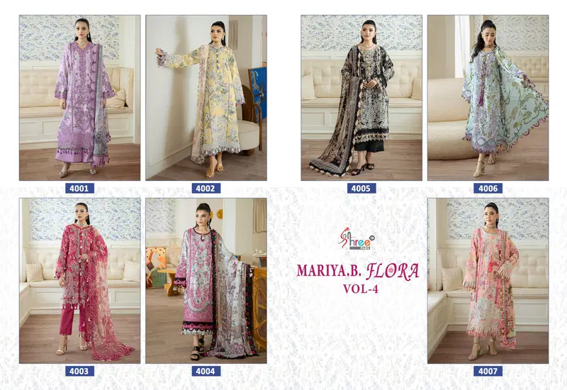 Shree Mariya B Flora Vol 4 Cotton Dupatta Cotton Paksitani Salwar Kameez