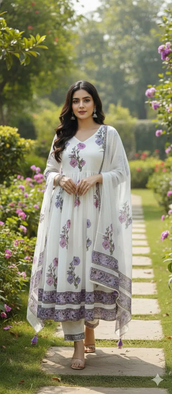 Naisha K 620 Mulmul Cotton With Work Kurti Pant And Dupatta Collection