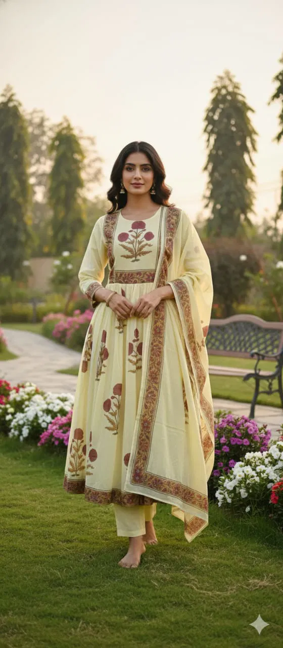 Naisha K 620 Mulmul Cotton With Work Kurti Pant And Dupatta Collection