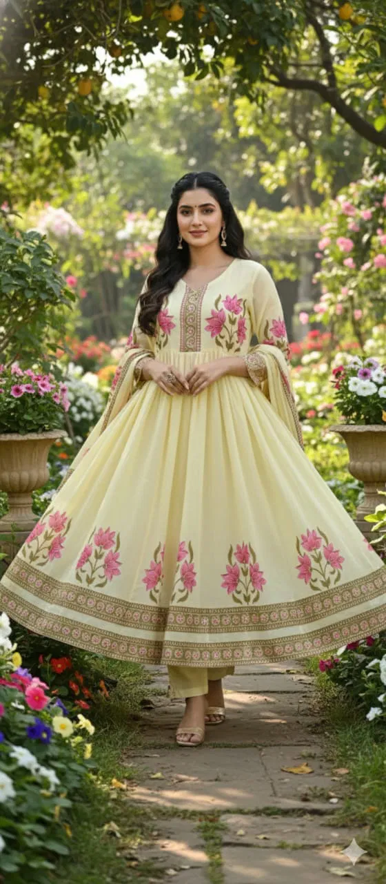 Naisha K 620 Mulmul Cotton With Work Kurti Pant And Dupatta Collection