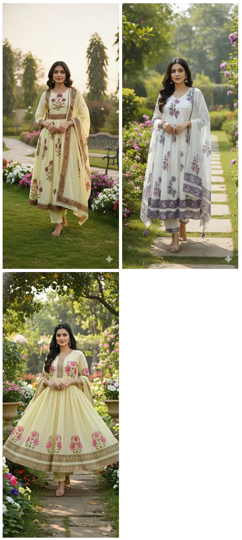 Naisha K 620 Mulmul Cotton With Work Kurti Pant And Dupatta Collection