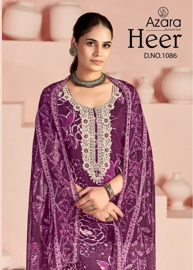 Radhika Azara Heer 1086 Cambric Cotton With Work Dress Material