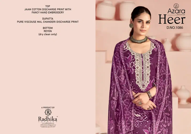 Radhika Azara Heer 1086 Cambric Cotton With Work Dress Material