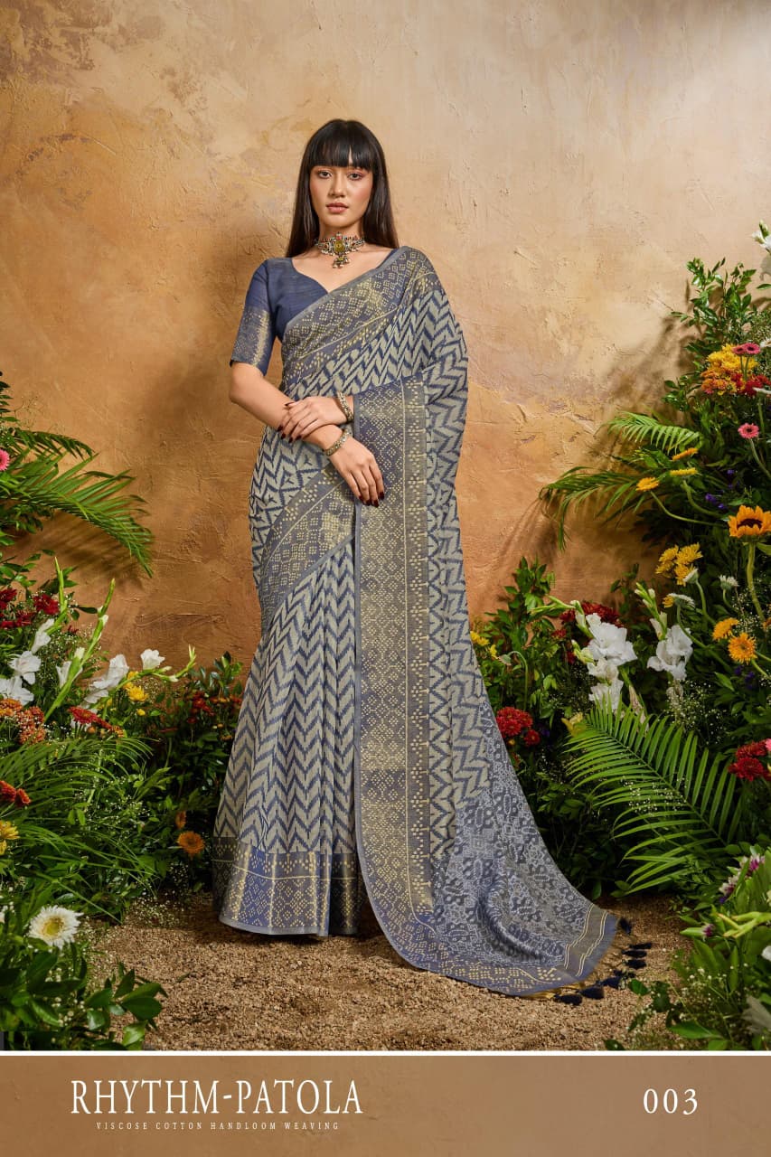 Rhythm Patola Viscose Cotton Handloom Weaving Patola Saree Collection  