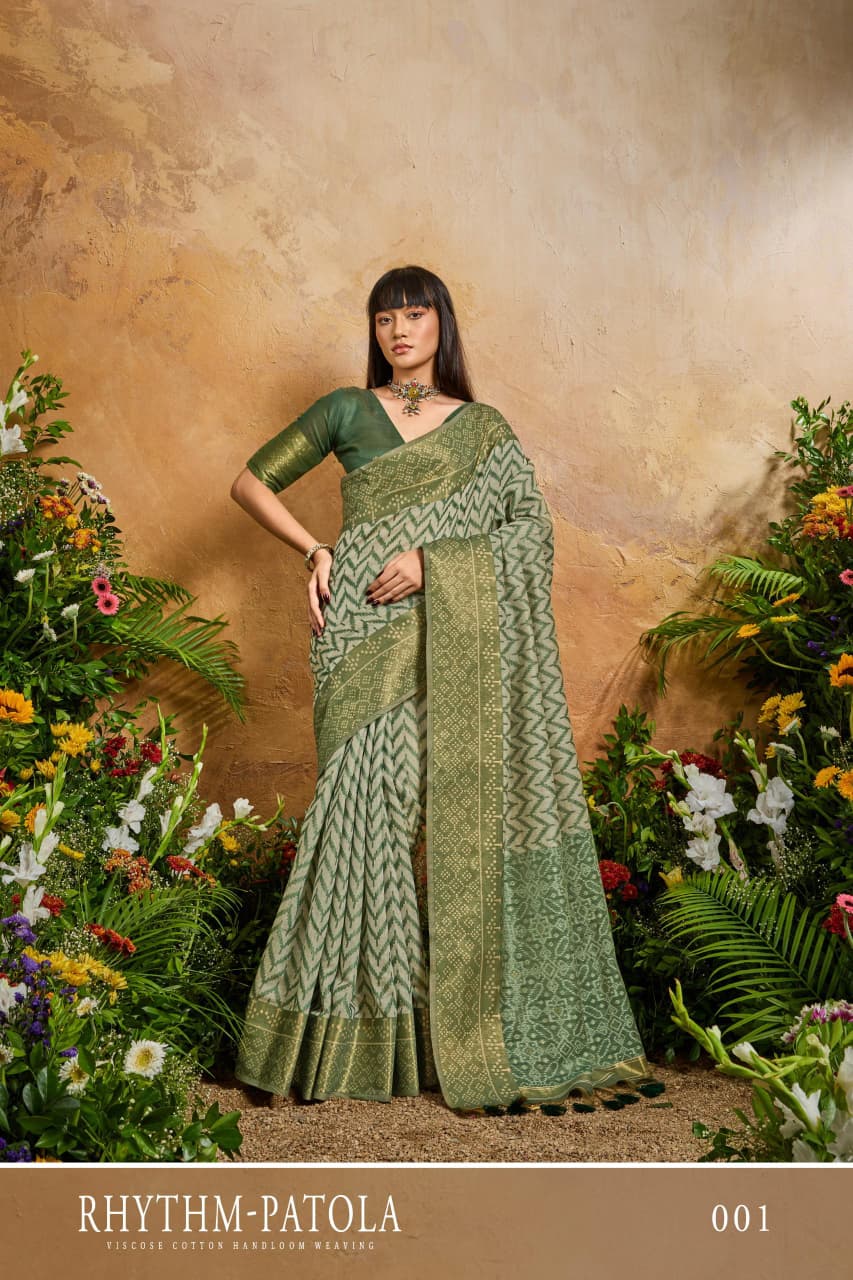 Rhythm Patola Viscose Cotton Handloom Weaving Patola Saree Collection  