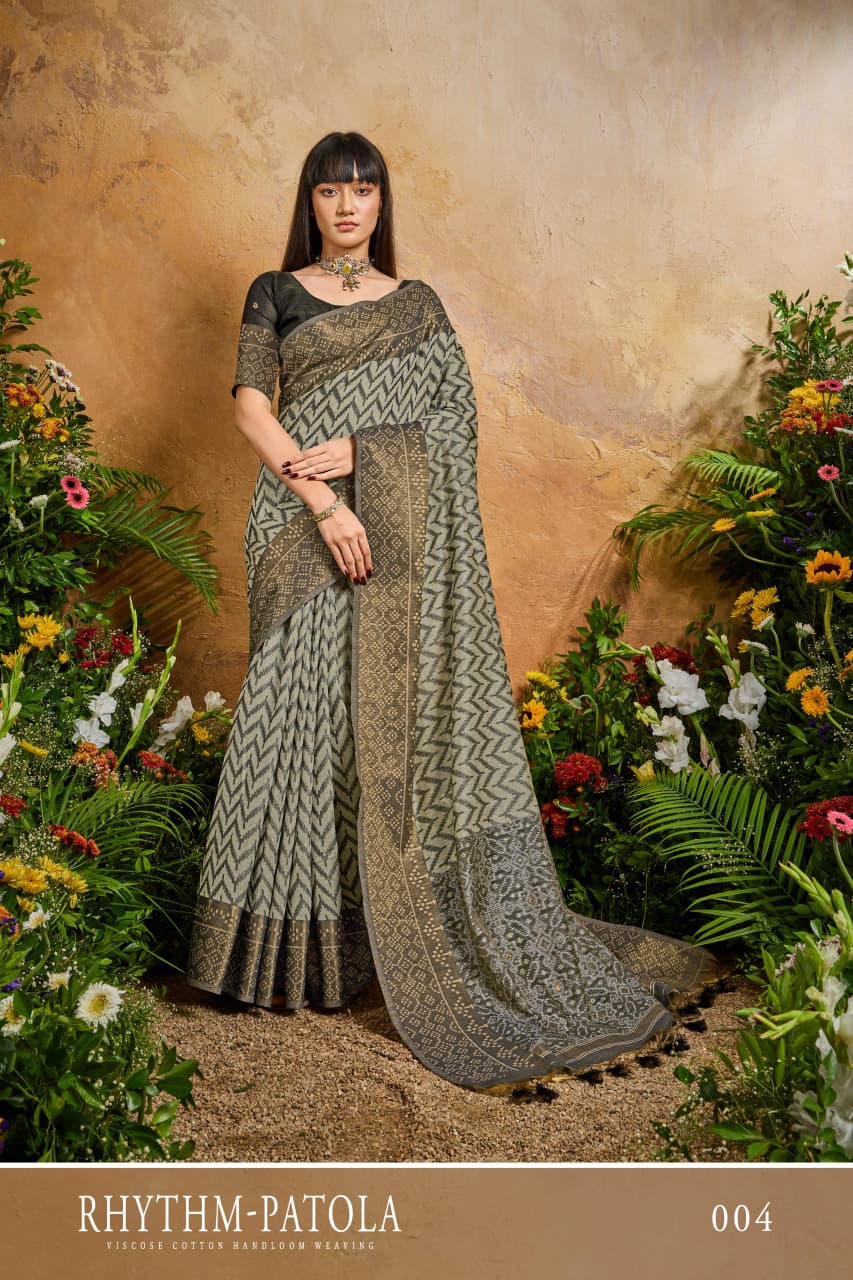 Rhythm Patola Viscose Cotton Handloom Weaving Patola Saree Collection  