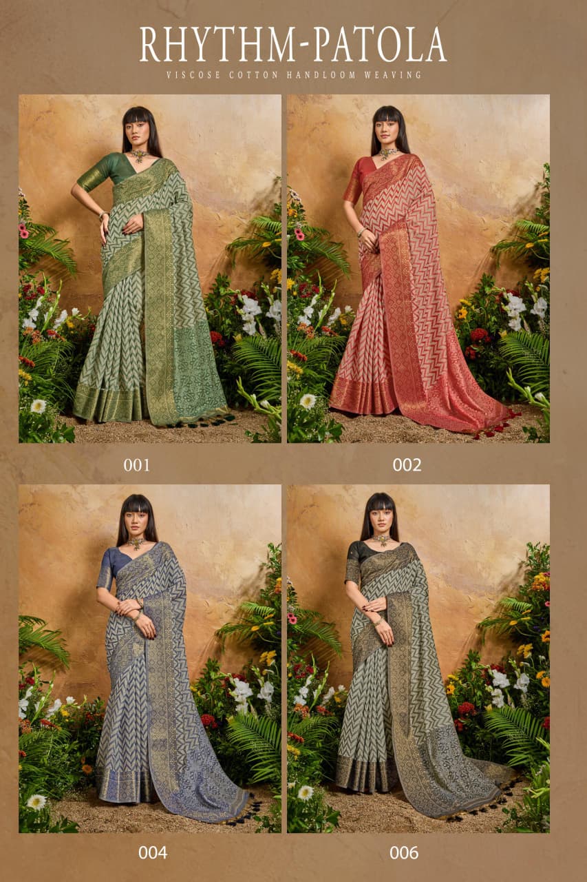 Rhythm Patola Viscose Cotton Handloom Weaving Patola Saree Collection  