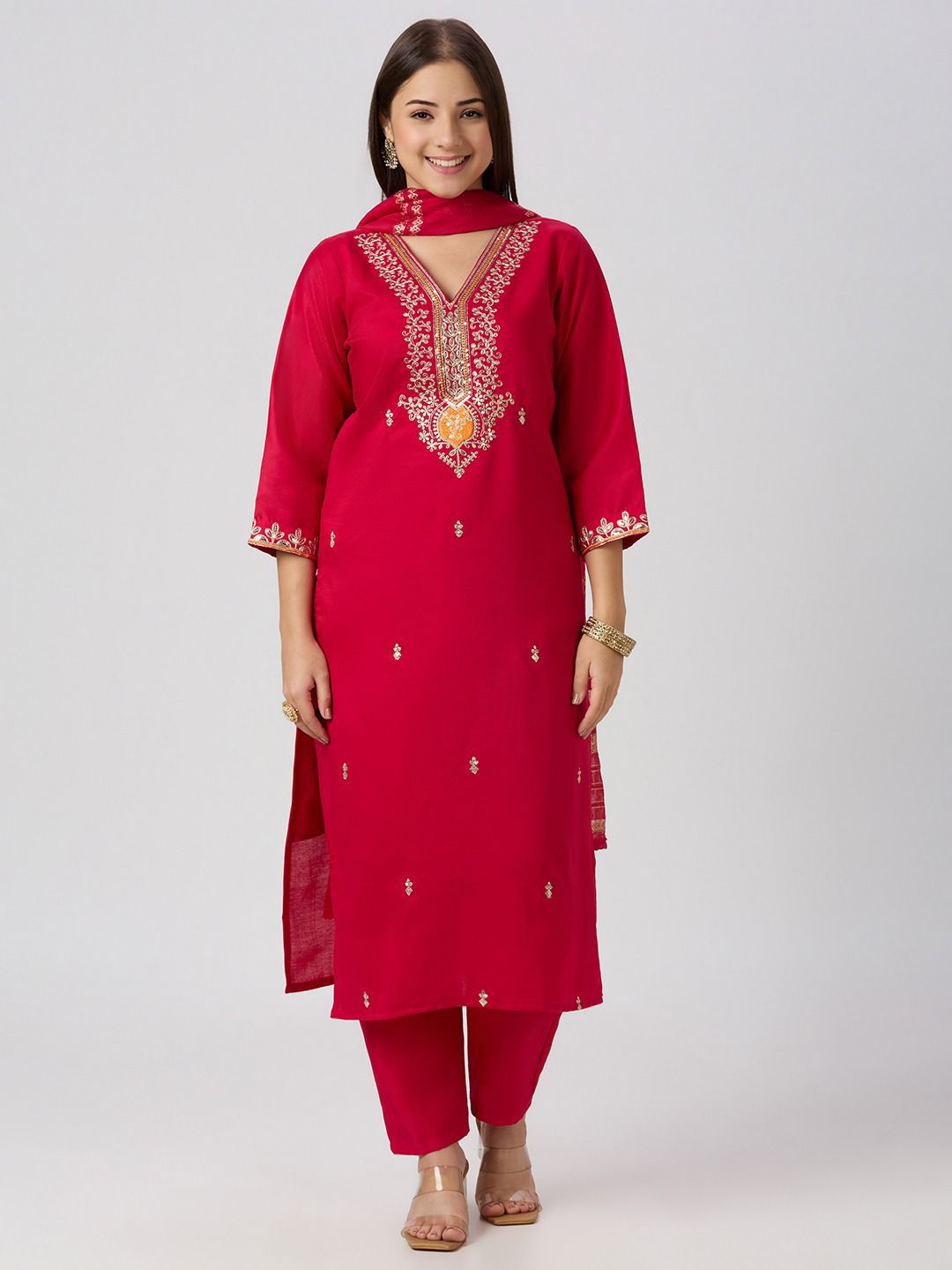 NCO 1 Vatican Silk Embroidery Sequins Kurti Bottom With Dupatta