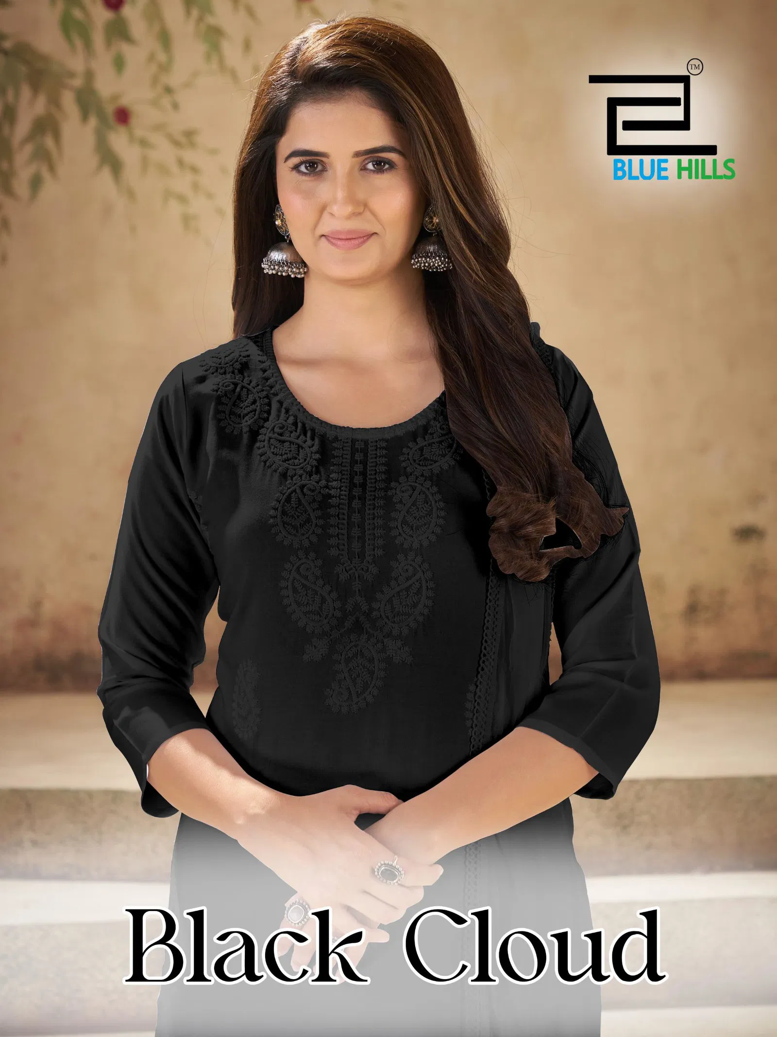 Blue Hills Black Cloud Rayon With Embroidery Work Top Bottom And Dupatta
