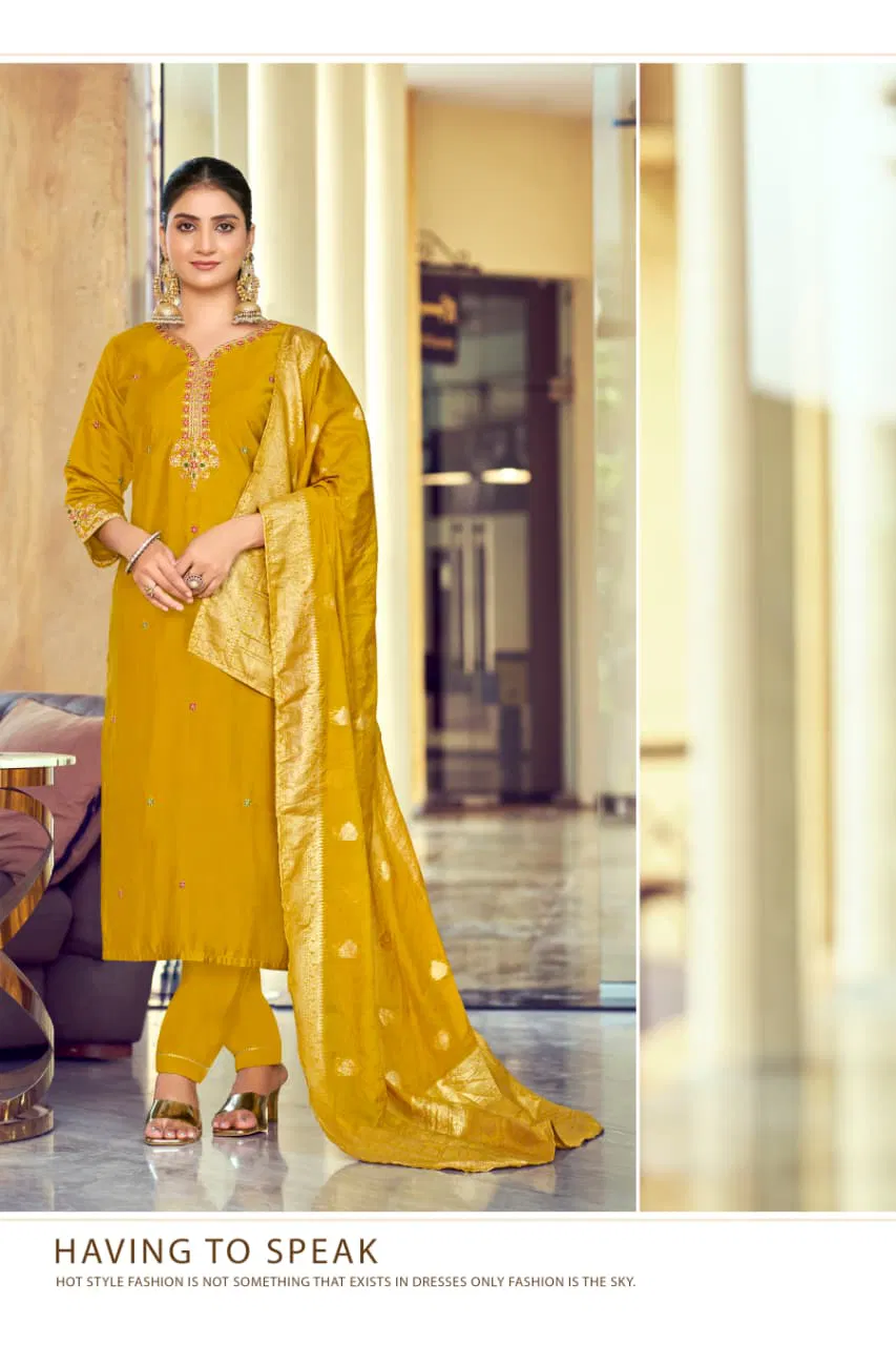 Ossm Mishti Vol 2 Roman Silk With Embroidery Work Top Bottom And Dupatta