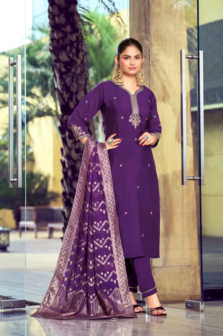 Ossm Mishti Vol 2 Roman Silk With Embroidery Work Top Bottom And Dupatta