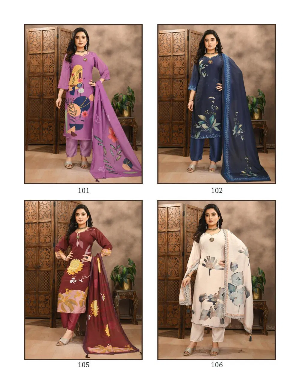 Aishwariya 101 To 108 Muslin Digital Printed Kurti Set Collection