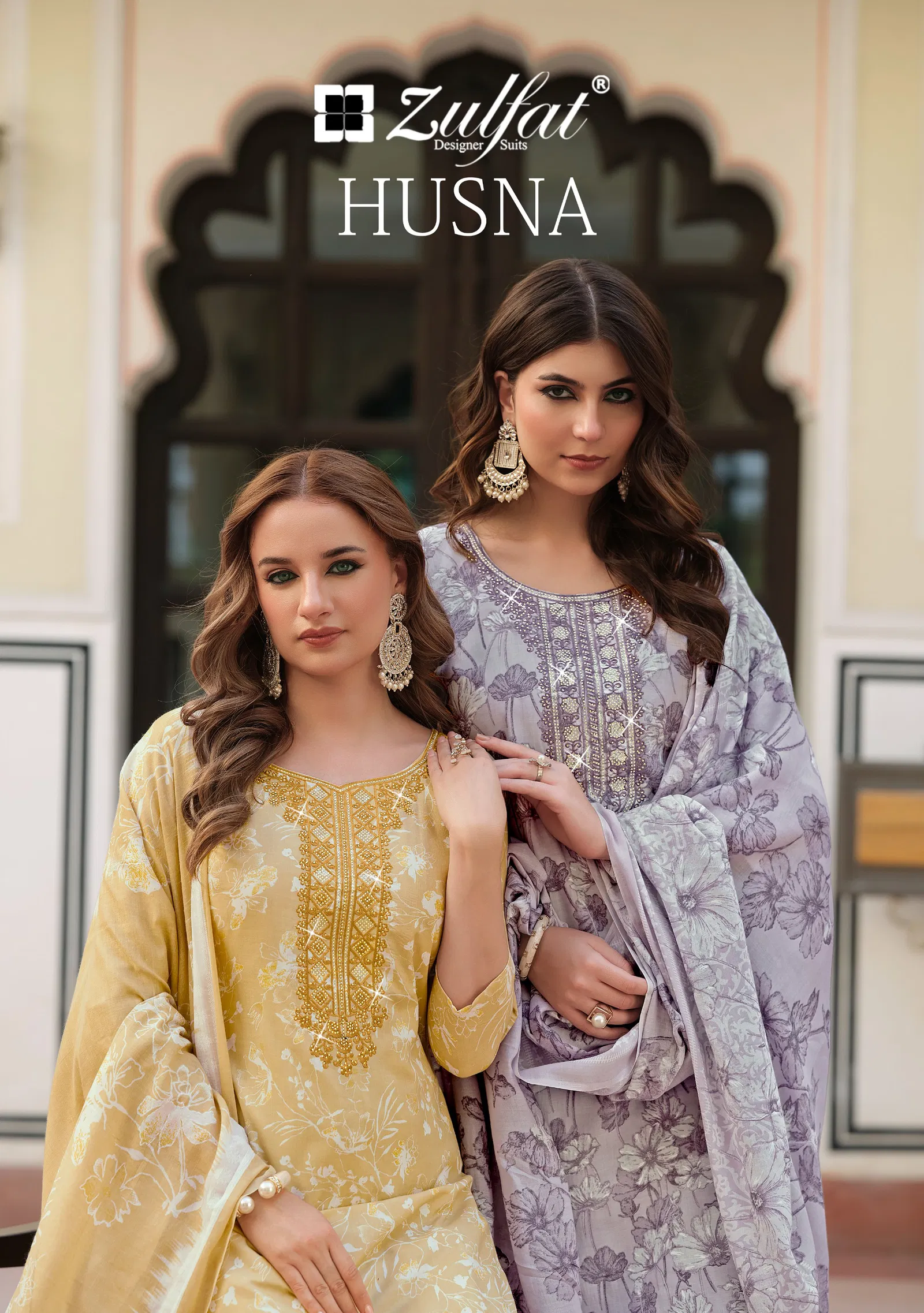 Zulfat Husna Cotton With Digital Print Embroidery Work Dress Material