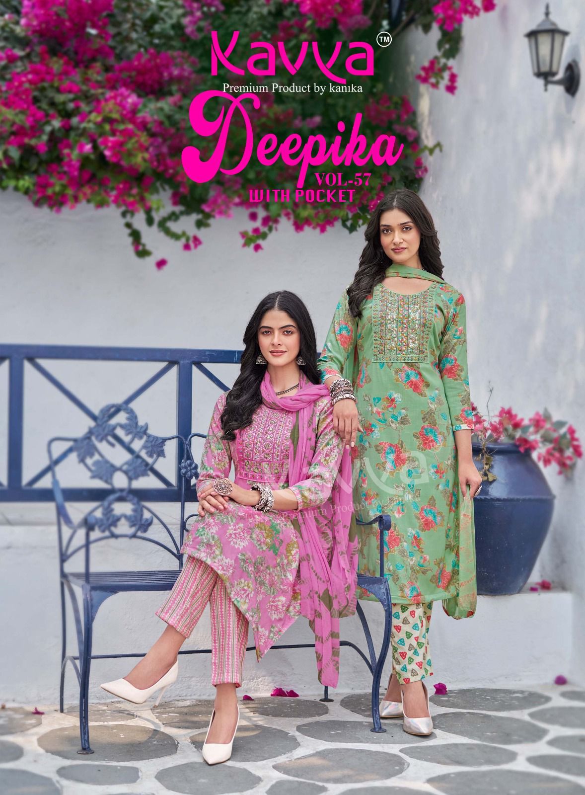 Kavya Deepika Vol 57 Capsule Print Embroidery Kurti Bottom With Dupatta