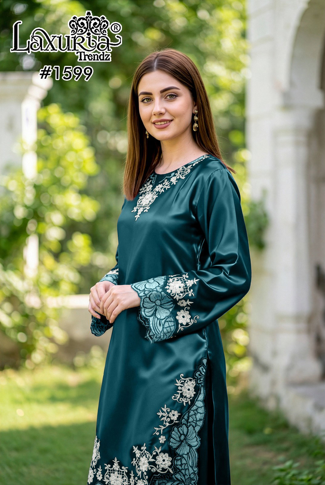 Laxuria Trendz 1599 Satin Fabric Pakistani Readymade Collection 