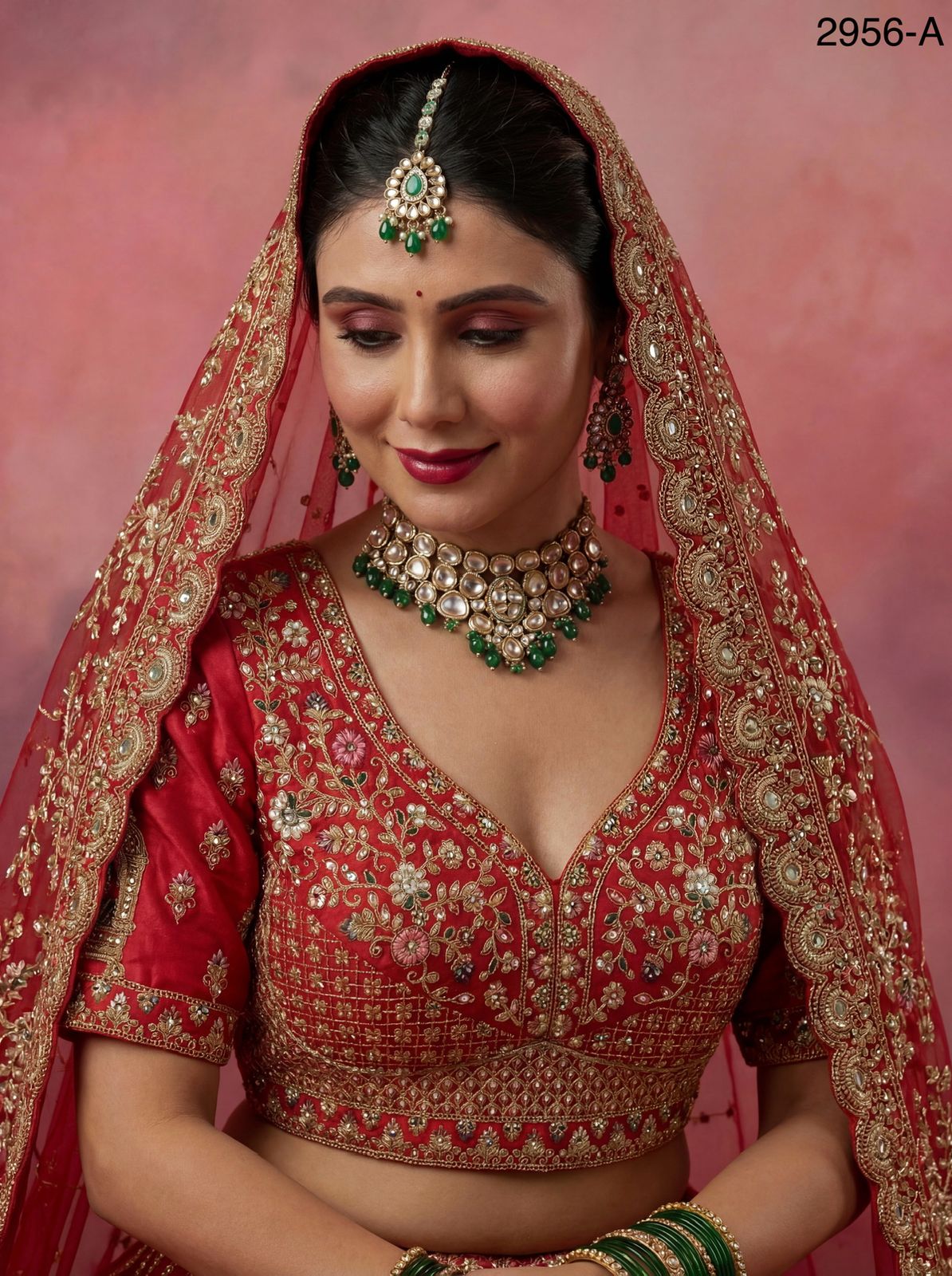 Anjani 2956 Double Dupatta Combine Flair Bridal lehenga in Barrat style work Lehenag Choli Collection 