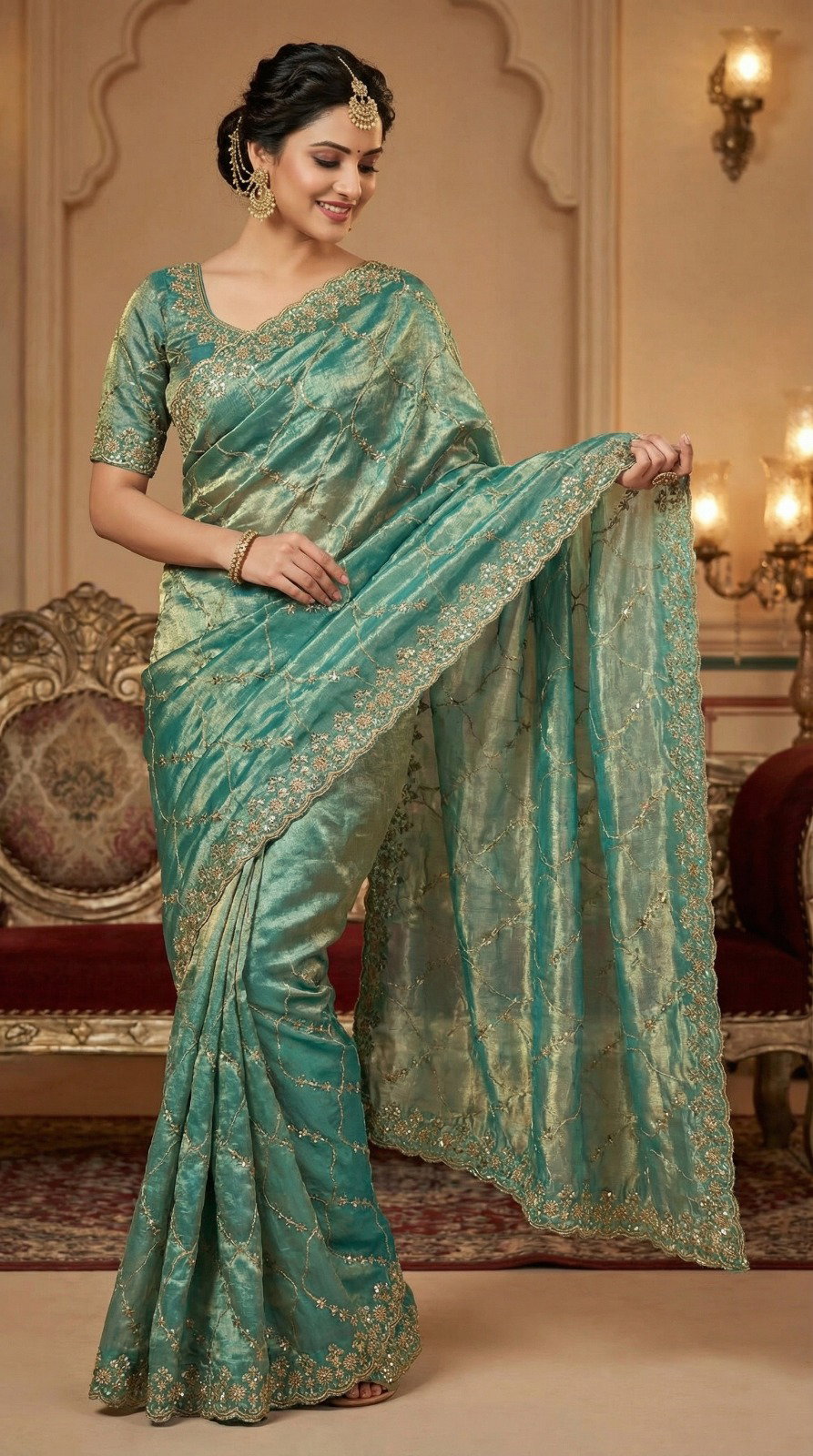 Sf Tithi Pure Space Silk With Beautiful Sequence embroidery work Saree collection 