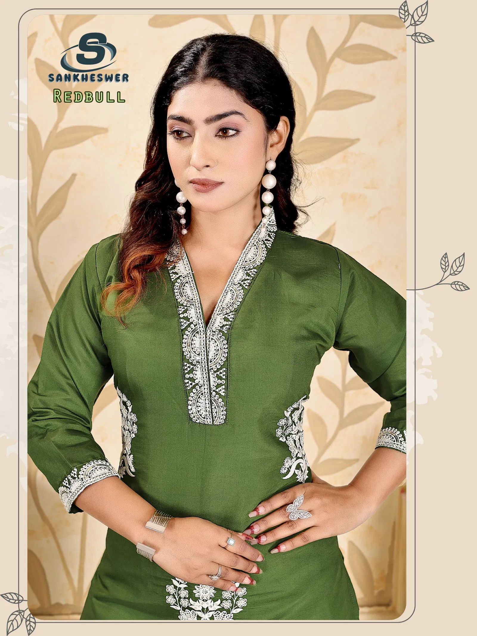 Sankheswer Redbull Roman Silk Fancy Work Co Ord Set Collection
