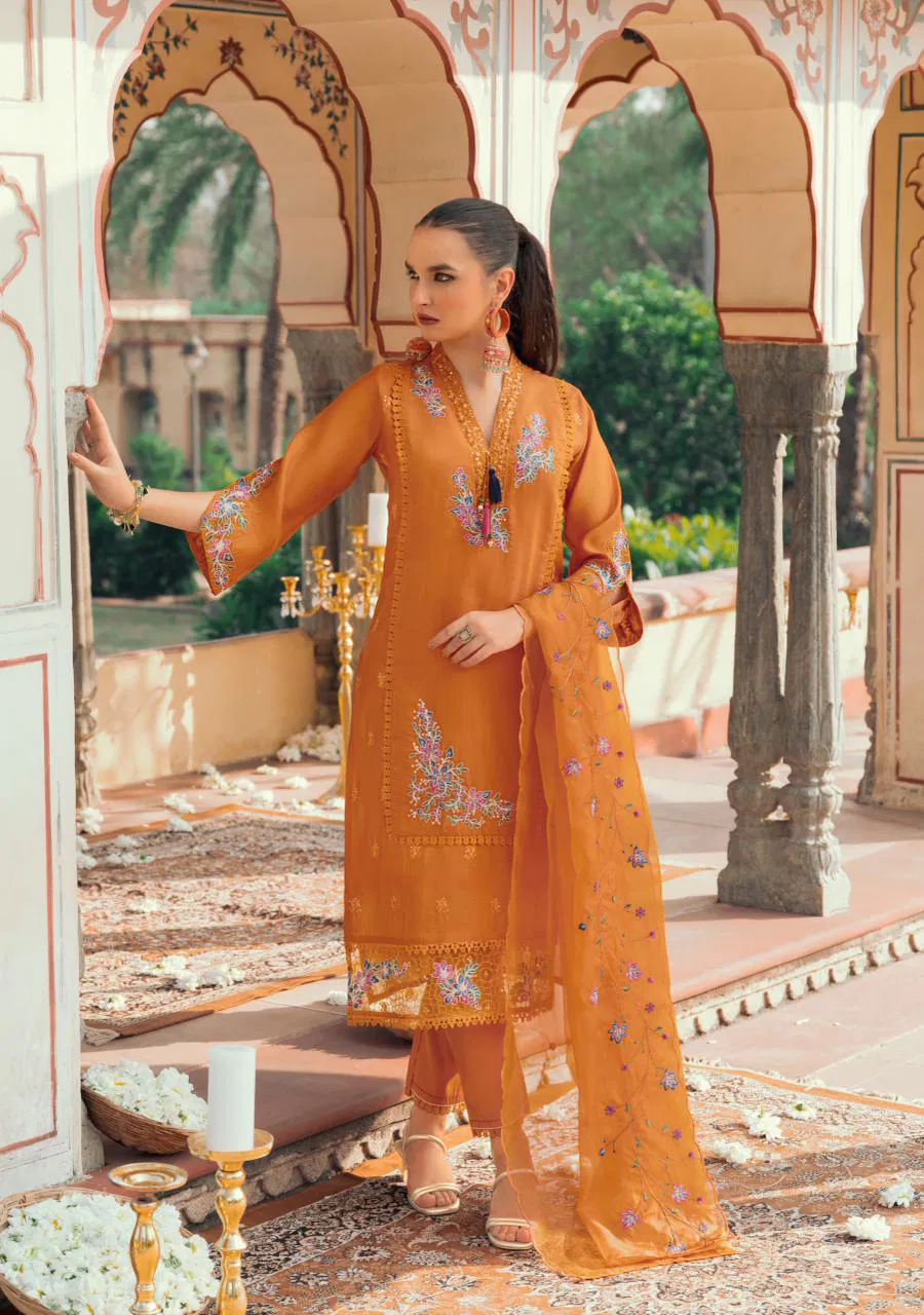 Lady Leela Leyla Viscose Chanderi With Embroidery Top Bottom And Dupatta