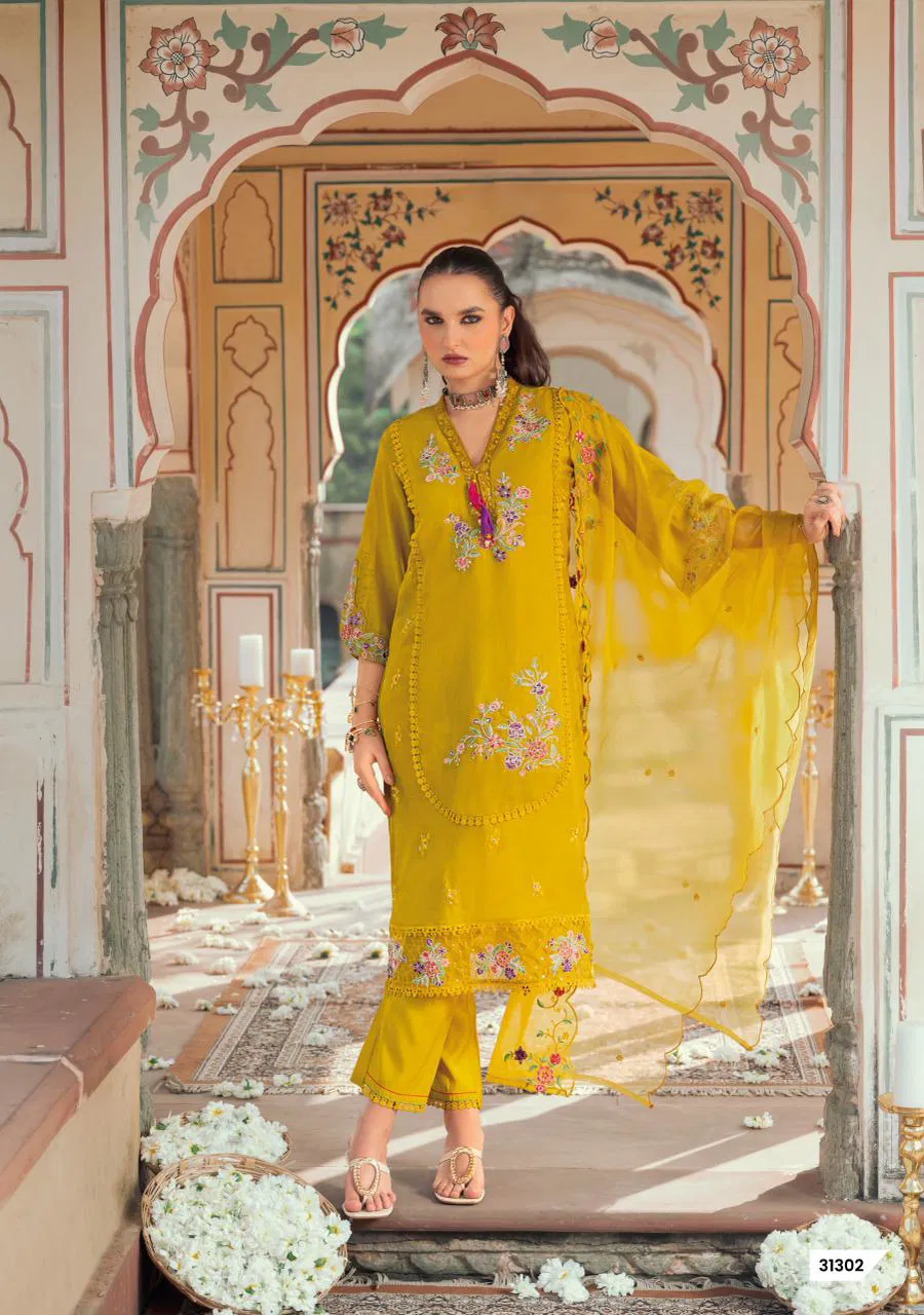 Lady Leela Leyla Viscose Chanderi With Embroidery Top Bottom And Dupatta