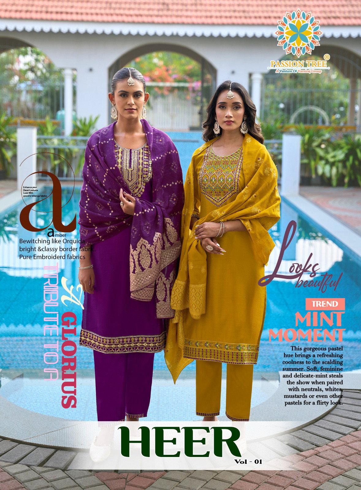 Heer Vol 1 Passion Tree Barlin Embroidery Kurti Bottom With Dupatta