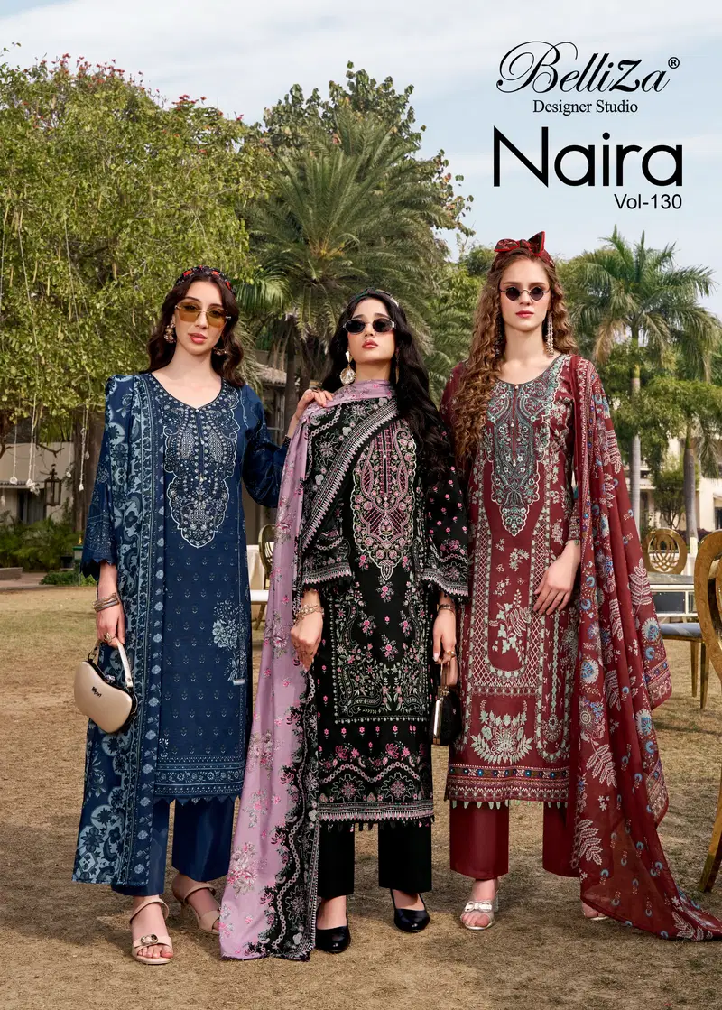 Belliza Naira Vol 130 Cotton Digital Prints Embroidery Dress Material