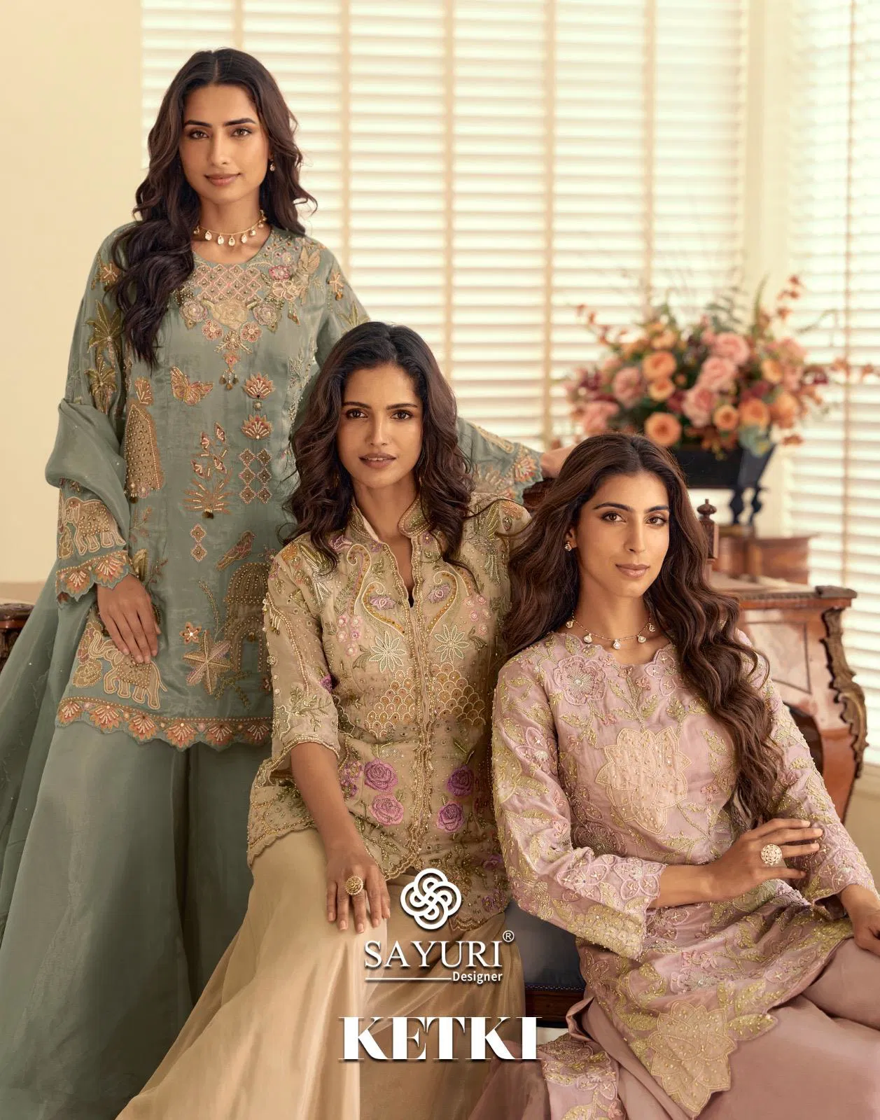 Sayuri Ketki Simar Silk Embroidered Work Top Bottom And Dupatta