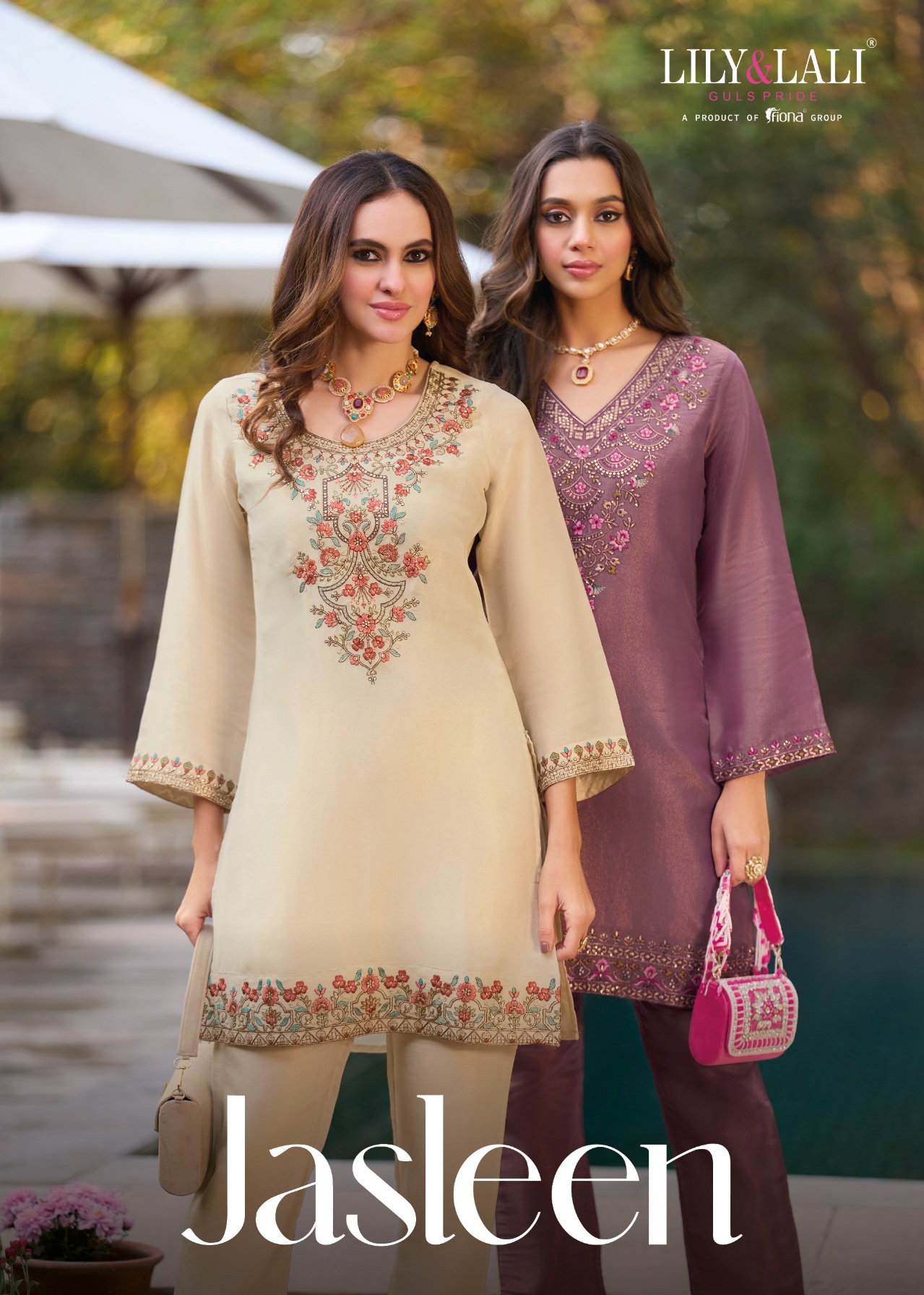 Lily And Lali Jasleen Viscose Simmer Silk Handwork With Embroidery Co Ord Set