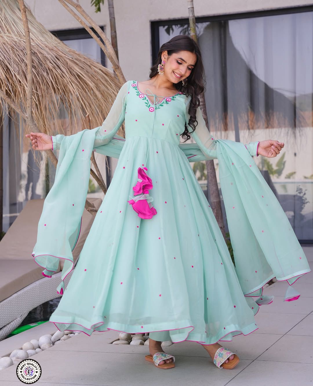Lekha KL 4099 Georgette Embroidery Kurti Bottom With Dupatta