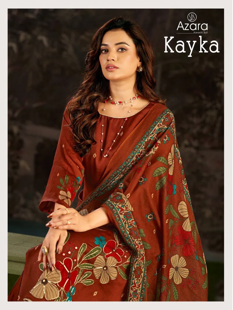 Radhika Azara Kayka Jam Cotton With Print Handwork Dress Material