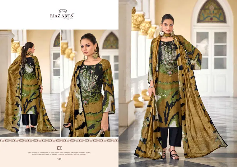 Riaz Arts Nawazish Vol 2 Cambric Cotton Printed With Work Dress Material