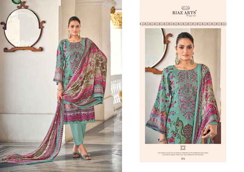 Riaz Arts Nawazish Vol 2 Cambric Cotton Printed With Work Dress Material