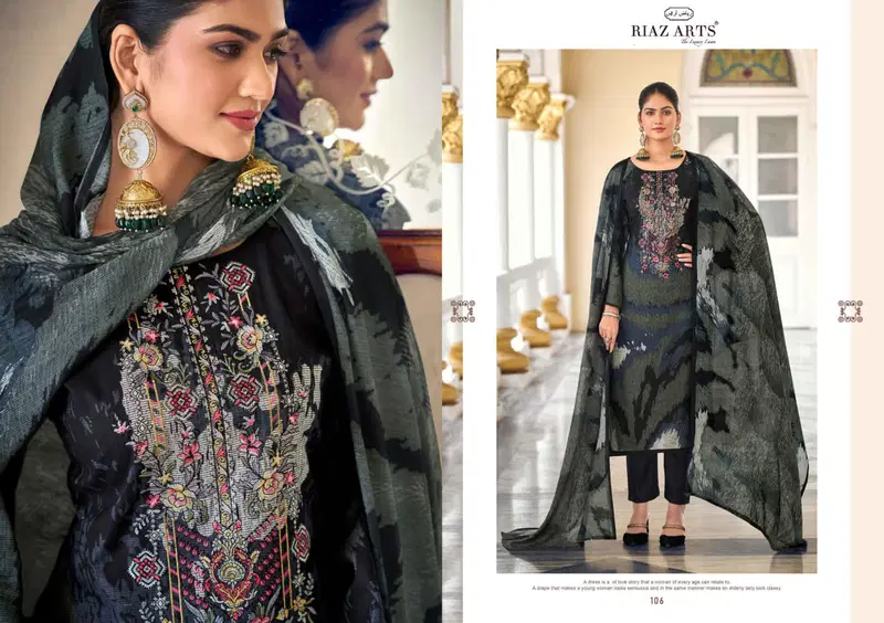 Riaz Arts Nawazish Vol 2 Cambric Cotton Printed With Work Dress Material