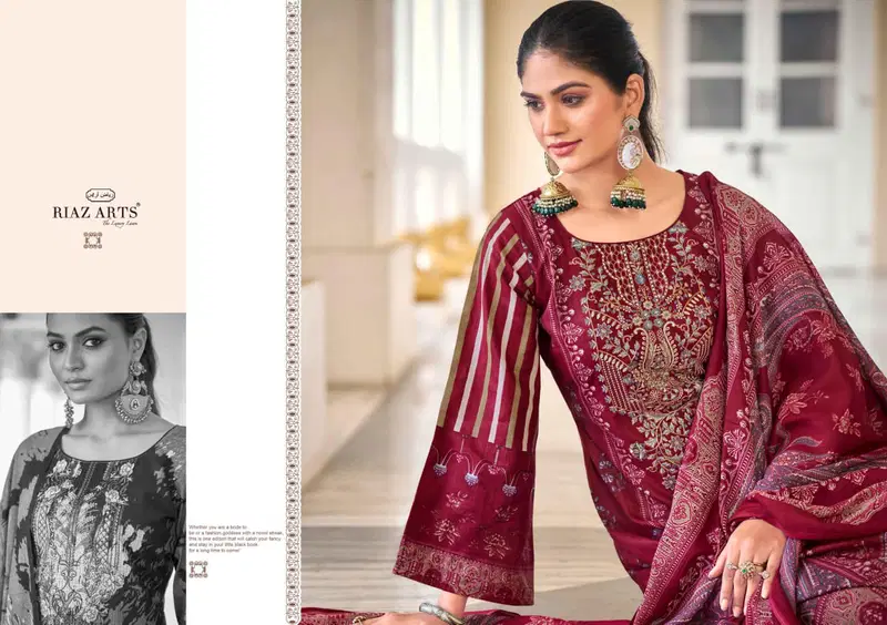 Riaz Arts Nawazish Vol 2 Cambric Cotton Printed With Work Dress Material