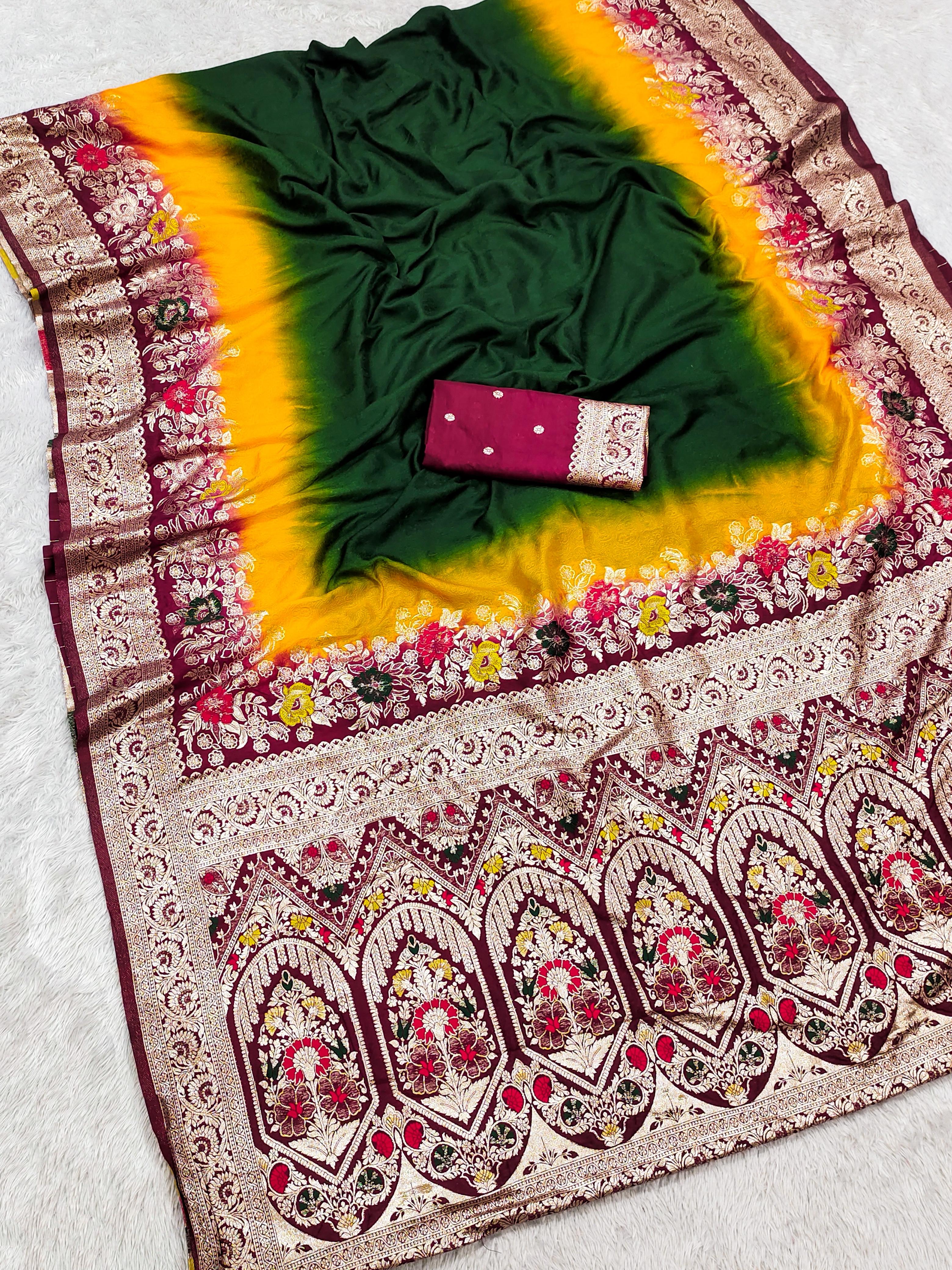 Lekha MN Manohari Viscose Dolla Silk Zari Weaving Meenakari Border Saree