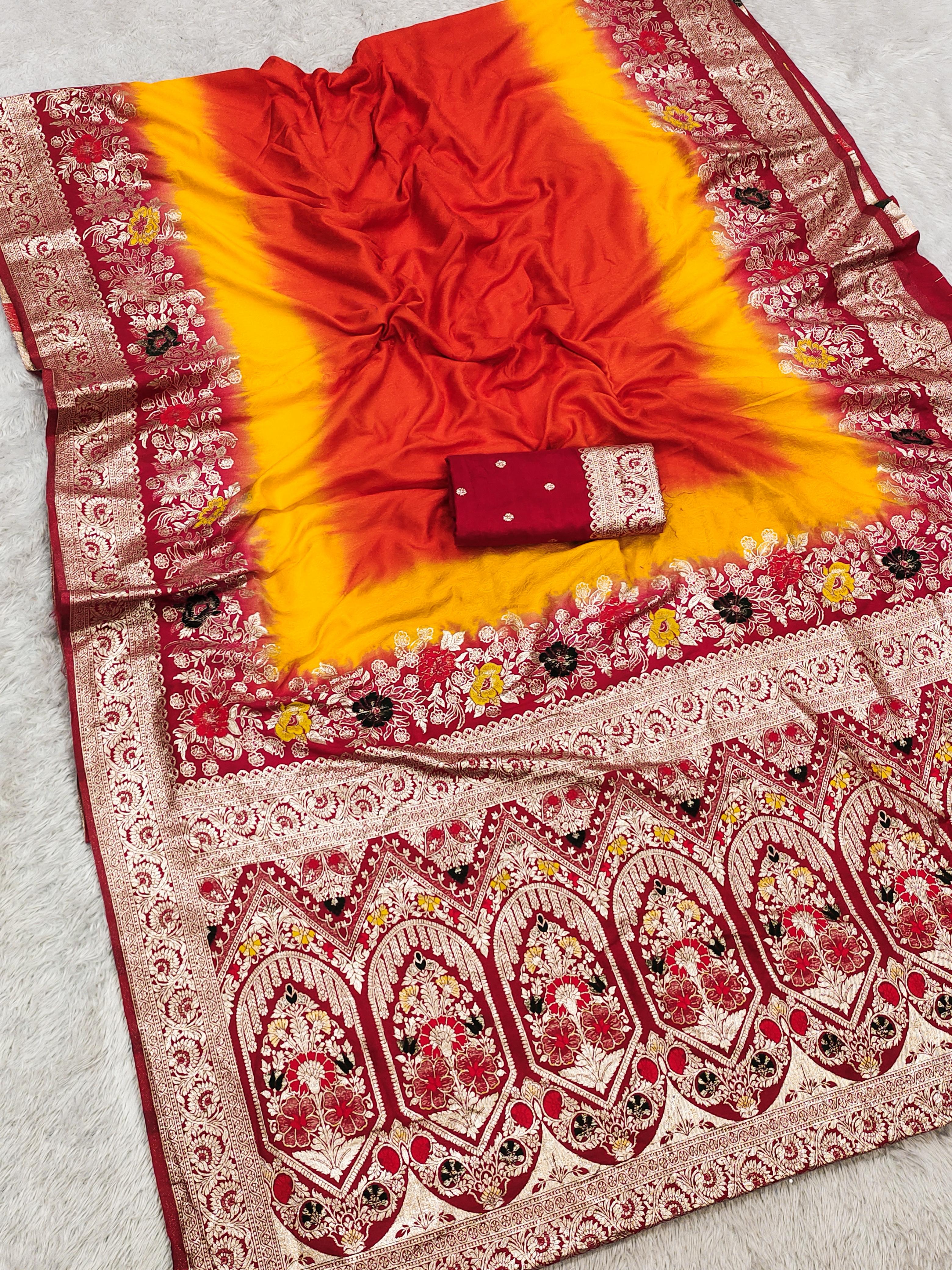 Lekha MN Manohari Viscose Dolla Silk Zari Weaving Meenakari Border Saree