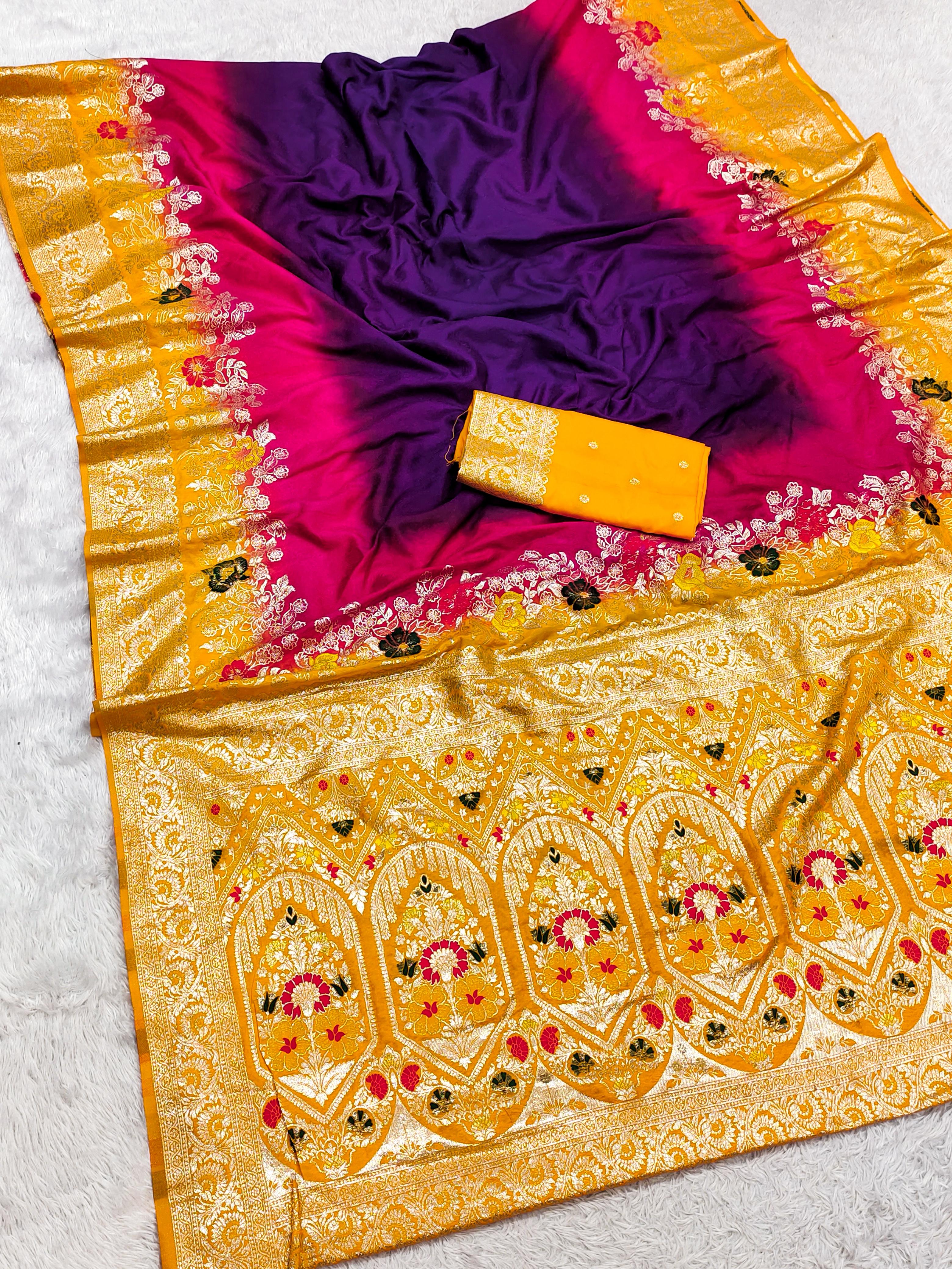 Lekha MN Manohari Viscose Dolla Silk Zari Weaving Meenakari Border Saree