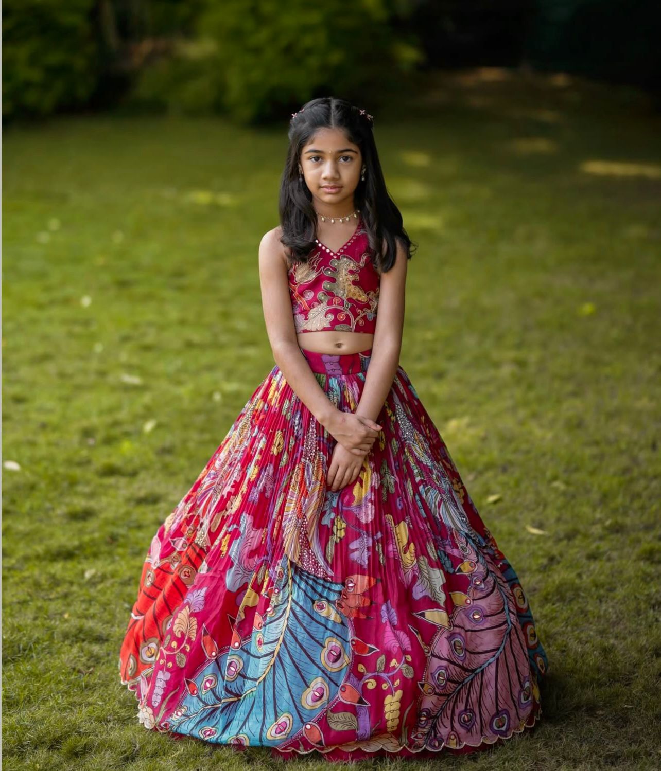 OC 229 Heavy Crep Designer Kids Lahengha Choli