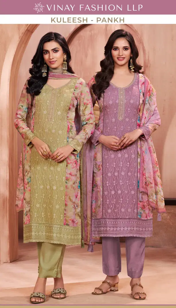 Vinay Kuleesh Pankh Silk Chiffon With Embroidery Salwar Kameez