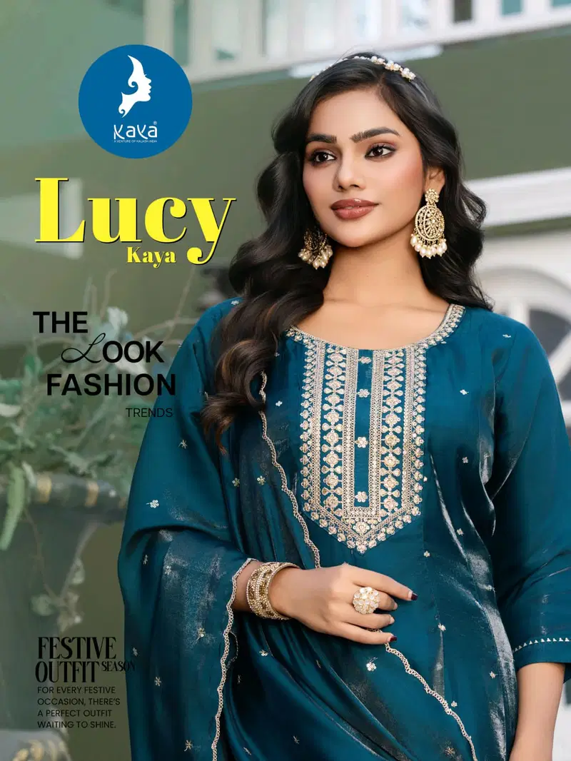 Kaya Lucy Roman Glass Fancy Work Kurti Pant And Dupatta