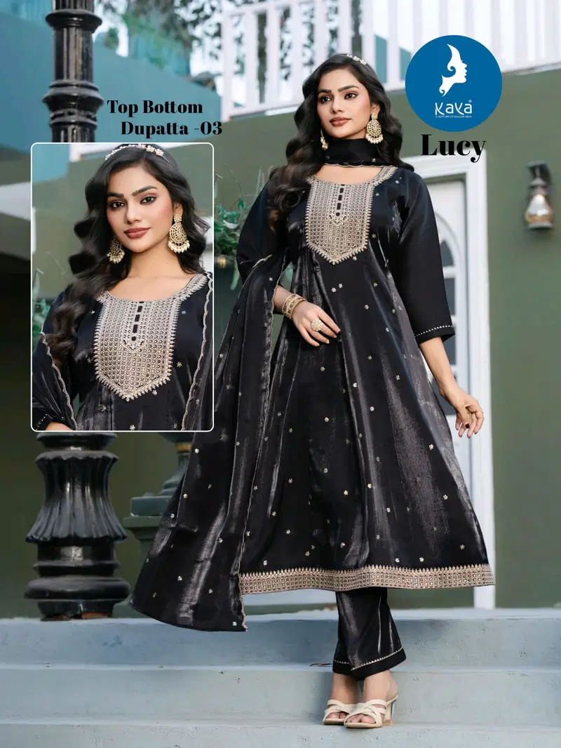 Kaya Lucy Roman Glass Fancy Work Kurti Pant And Dupatta