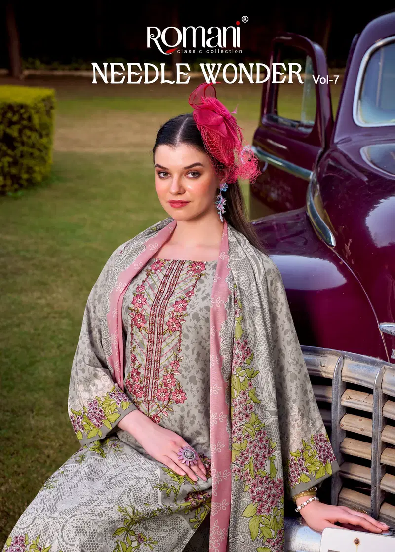Romani Needle Wonder Vol 7 Cotton Digital Print Dress Material